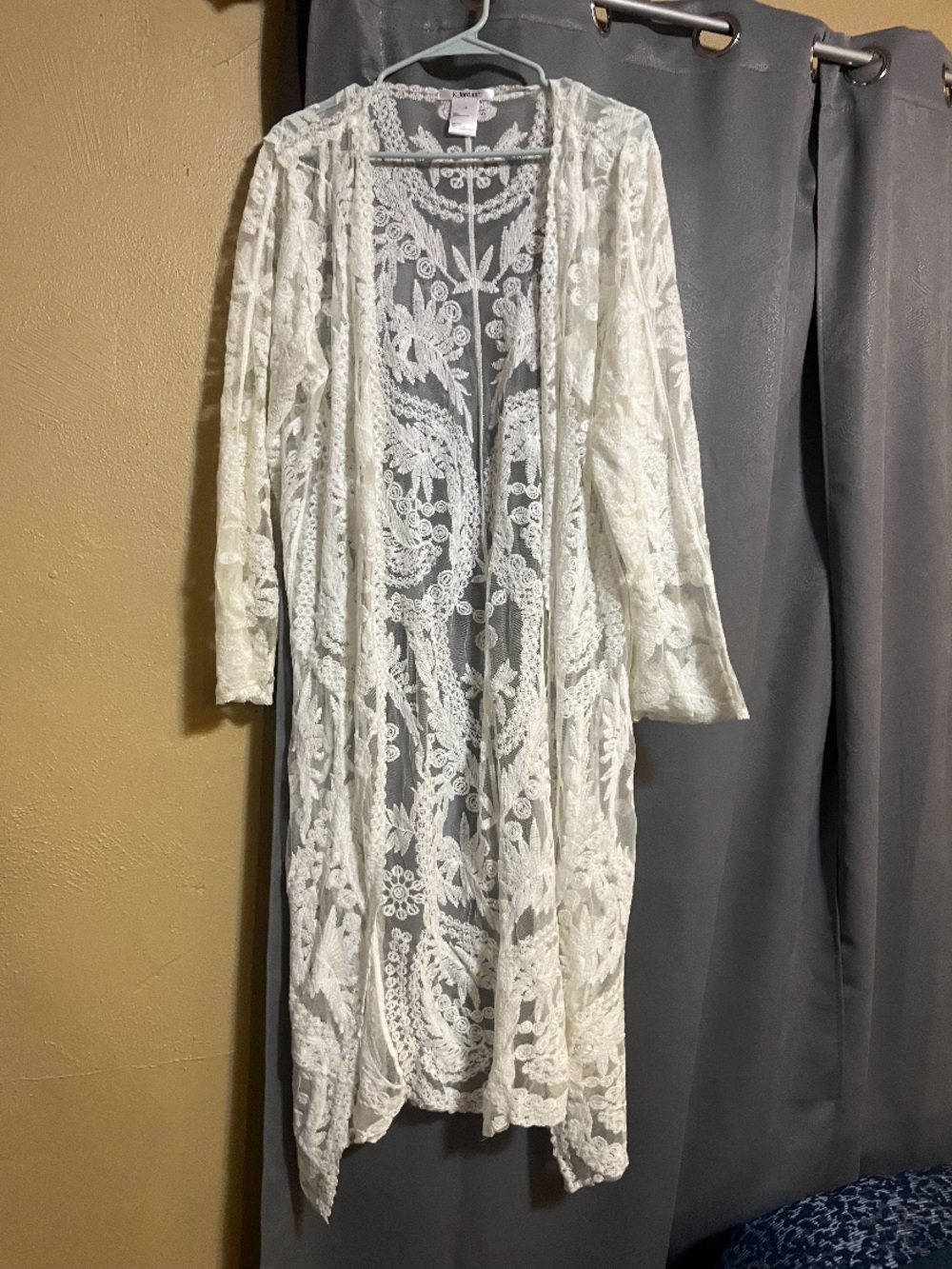 Delicate White Lace Longline Kimono - Lightweight Layering Jacket
